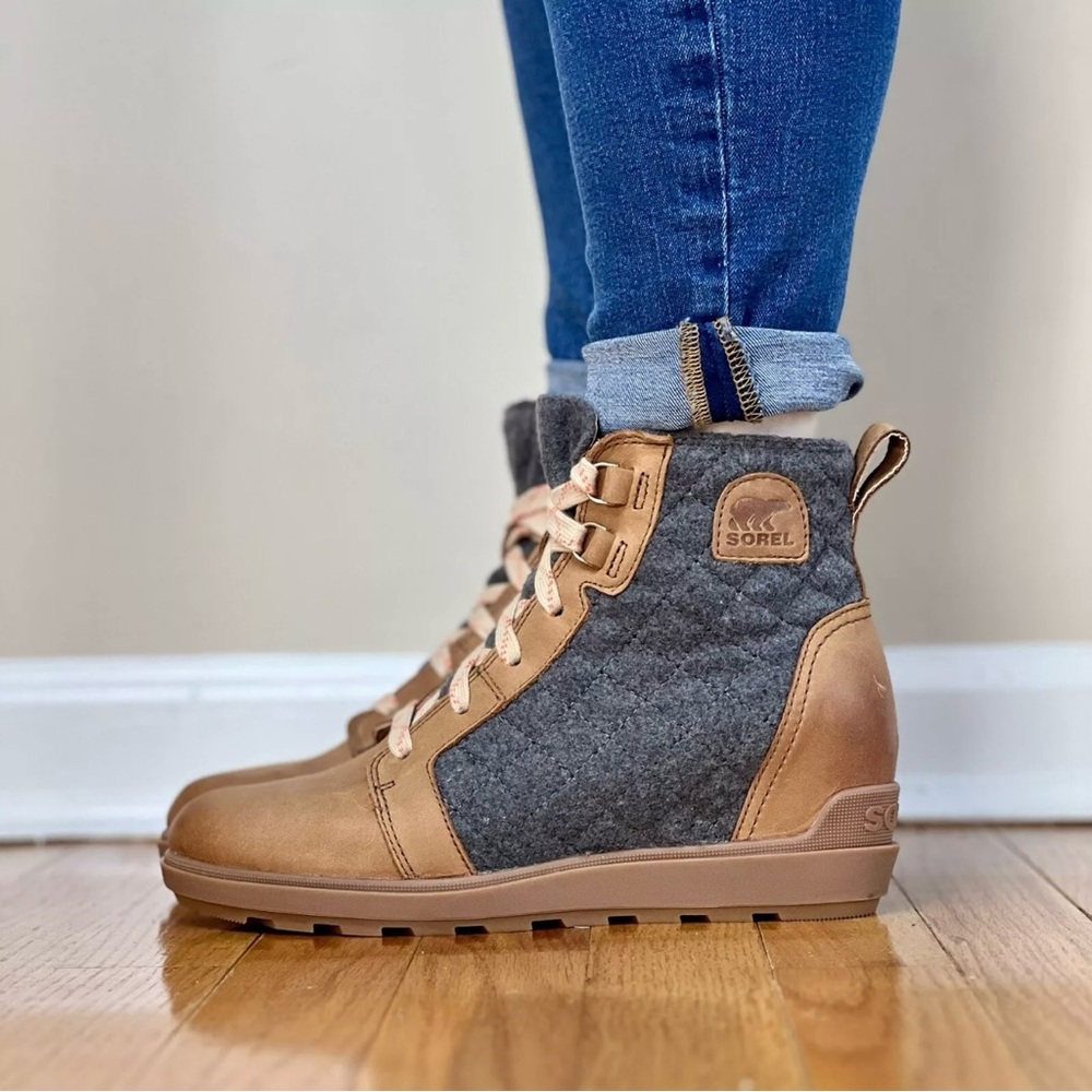 242 | Sorel Evie 2 Women’s Lace Boots Wedge Sneakers Athletic Casual Shoe - Picture 2 of 12